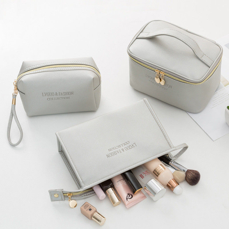 Briefpatroon Fluweel Cosmetische Tas Set van 3 voor Vrouwen Reis Beauty Zipper Organisator