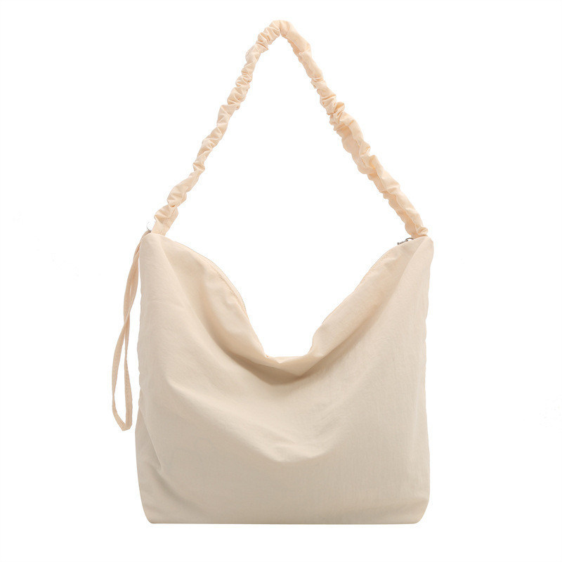 Grote capaciteit Nylon kruislichaam Pleated trekstreng schoudertas voor vrouwen winkeltassen