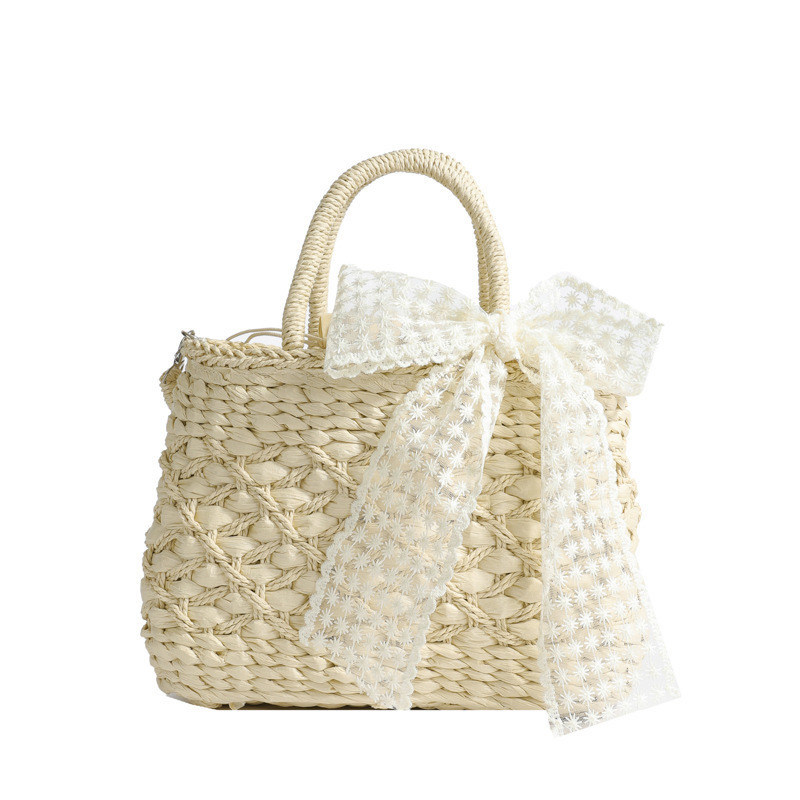 2024 Schoudertassen Tote Bag Mexico Franse Basket Strooi Weave Beach Bags Vrouwen gestreept