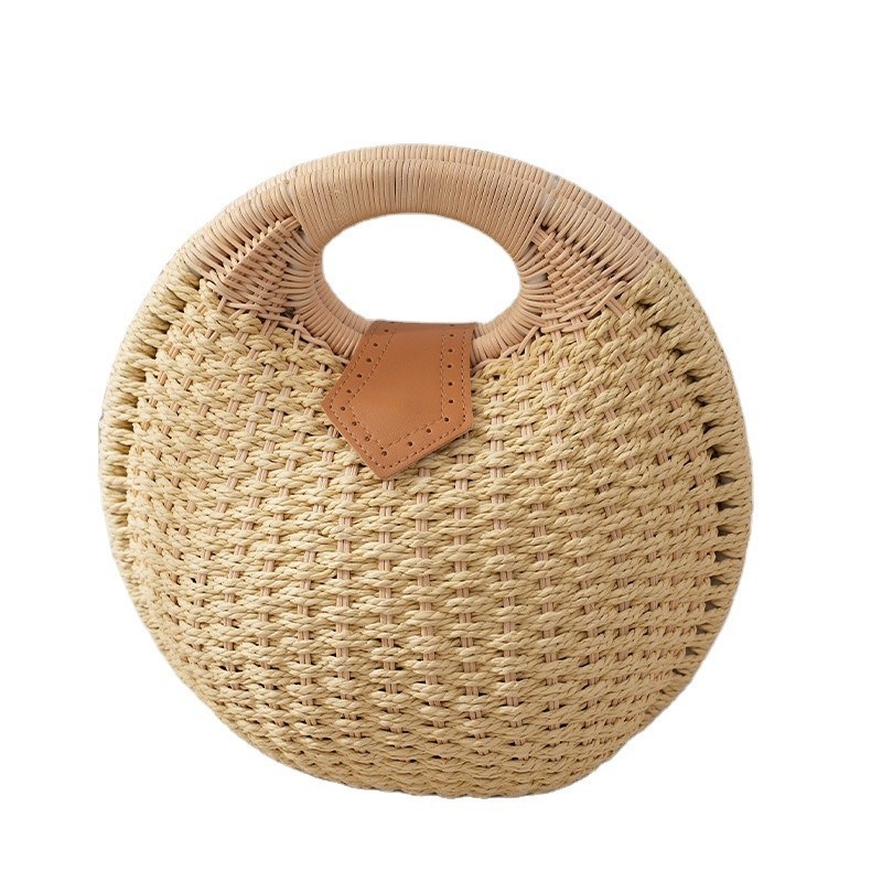 Vrouwen Zomer Natuurlijke Raffia Straw Bag Shell Shape Rattan Straw Tote voor strandvakantie