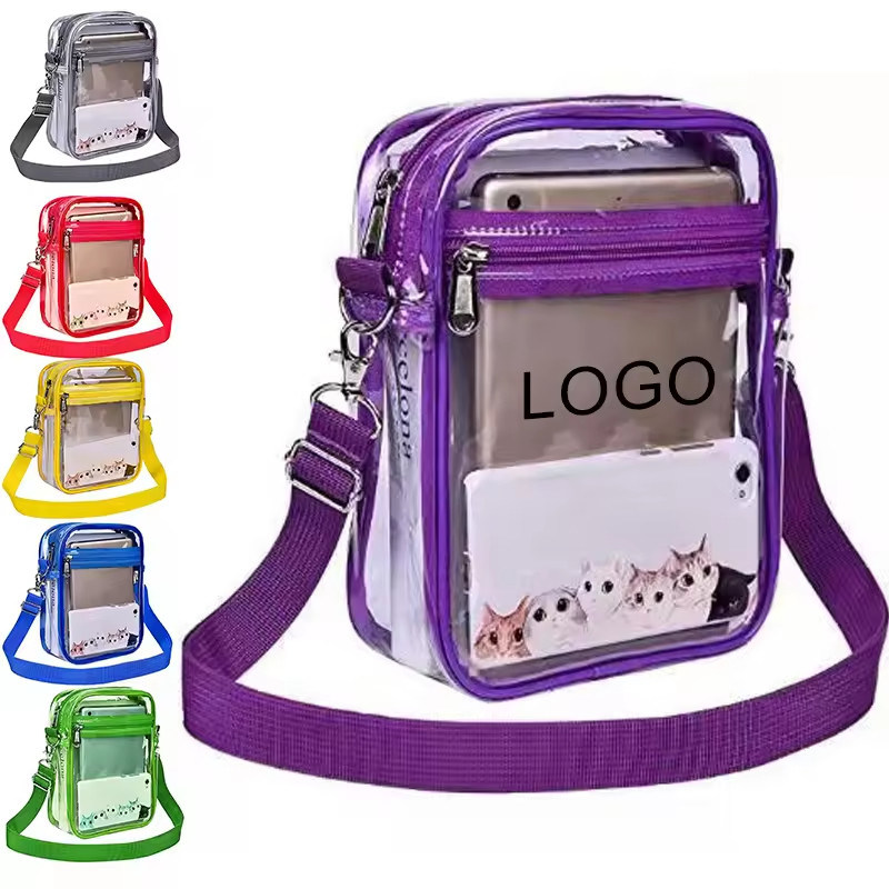 Doorzichtige PVC-bodiekruisboodschappertas, andere kleur, transparante schoudertas