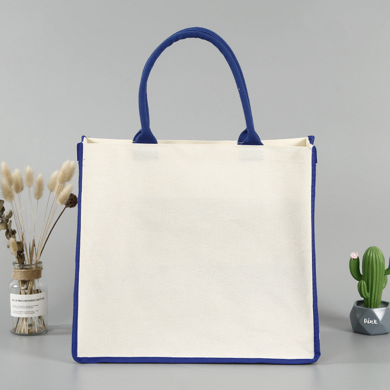 Gepersonaliseerde Tote Bag Blank Square Bottom Cotton Canvas Shopping Handbag voor reclame