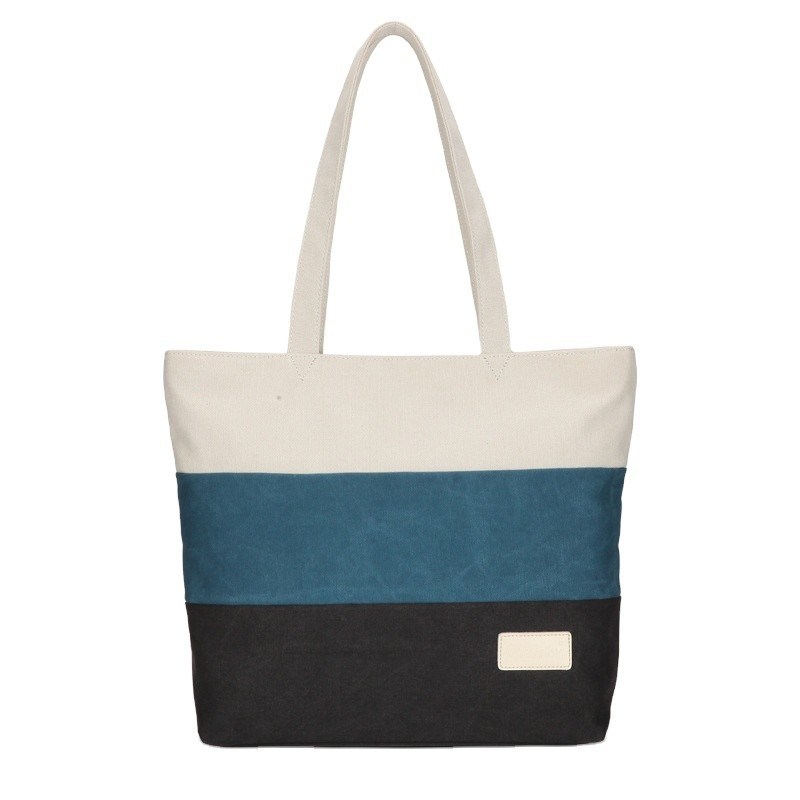 Winkelen Strandboot Onderste vorm Top Handle Handtas Gestript Tote Bags Eco Friendly Cotton Canvas