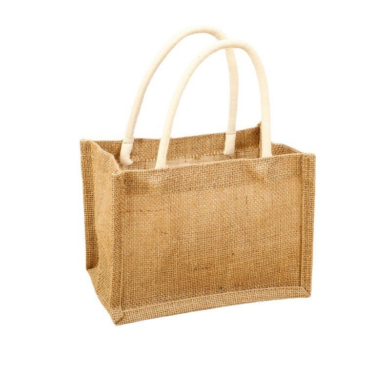 Custom Small Burlap Jute Tote Bag voor winkelen Customized kleur en OEM / ODM aanvaardbaar