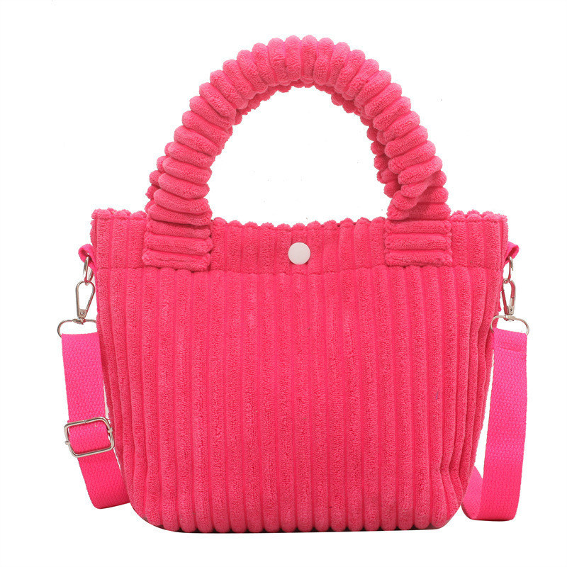 Corduroy Handtas Custom Logo Print Crossbody Vrouwen Winkelwagen Mini Tote Bag Stijl