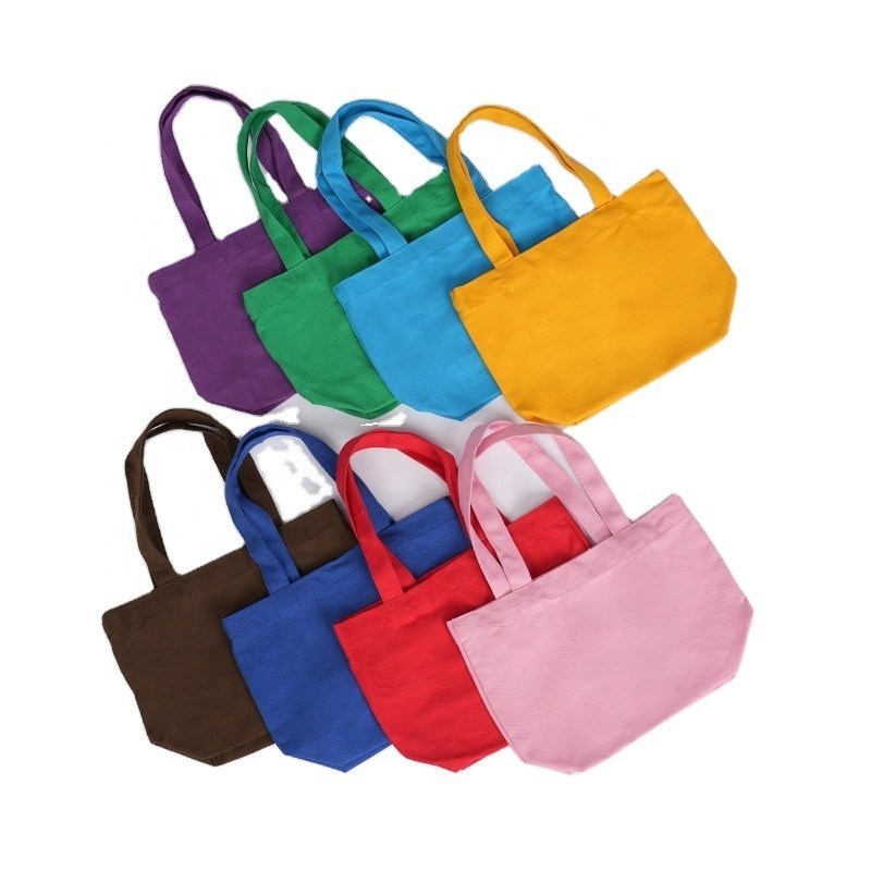 Gepersonaliseerde Kleur Canvas Cotton Handtas Mini Tote Winkeltassen met Custom Logo Print