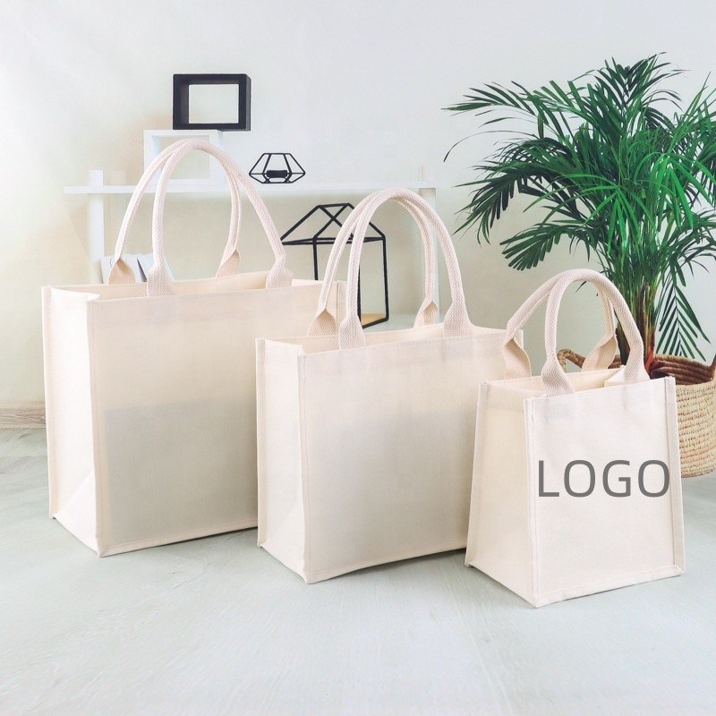 Outlet Blank Plain Custom Logo Print Canvas Cotton Tote Bags voor het dagelijkse schoolleven