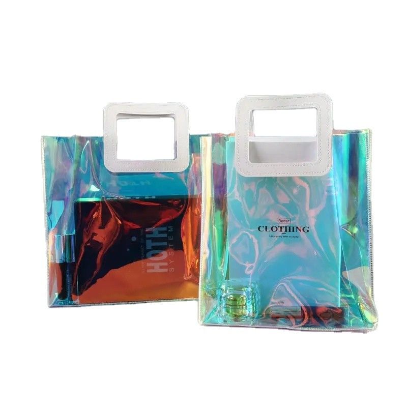 Open sluiting Custom Clear PVC Gift Iridescent Tote Cosmetische zak voor een modieuze look