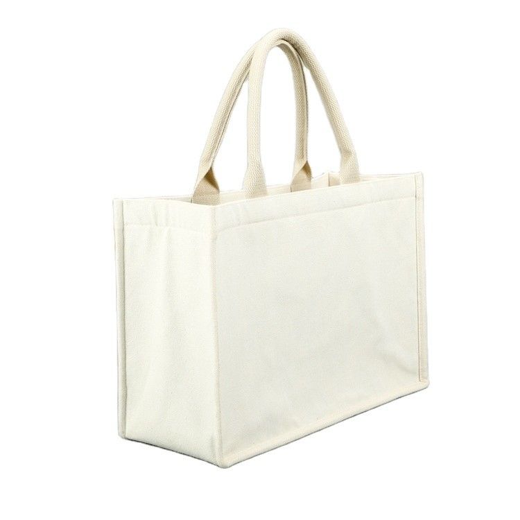 Custom Logo Bag Vierkante vorm Gelamineerd Waterdicht Canvas Cotton Shopping Tote Beach Bag