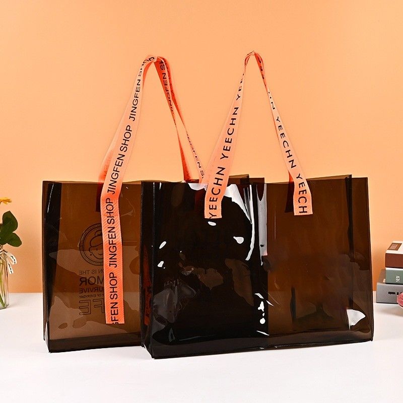 Eco-vriendelijk Custom Logo Duidelijk Transparante Waterdichte PVC Tote Bag met Zipper en Pocket