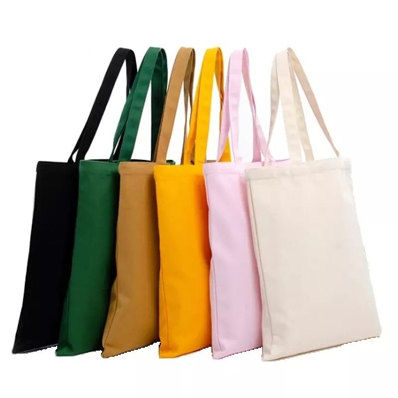 Zilkscherm gedrukt Eco Canvas Bag Dames Shopping Tote met zakken en letterpatroon