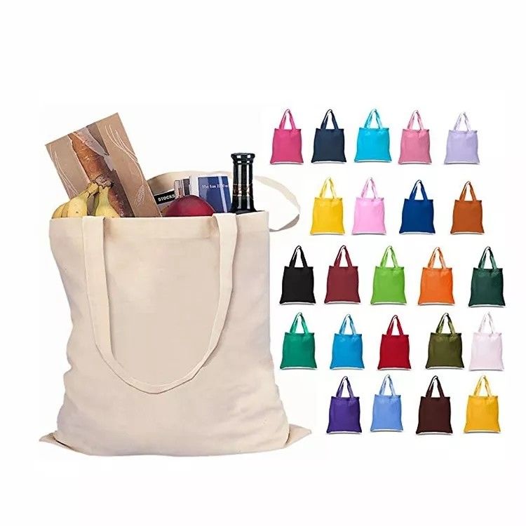Custom Logo Eco Blank Shopping Bag Organic Cotton Canvas Tote met aangepaste kleur