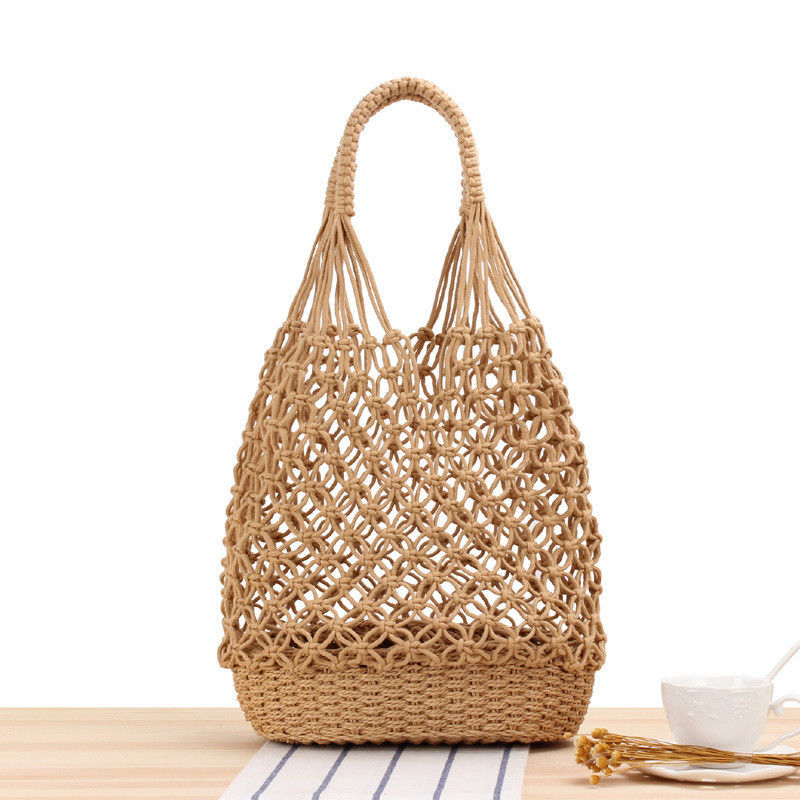 Nieuwste modieuze maatwerk Kleur gebreide holle uitgeweven strandtassen stro Tote tas