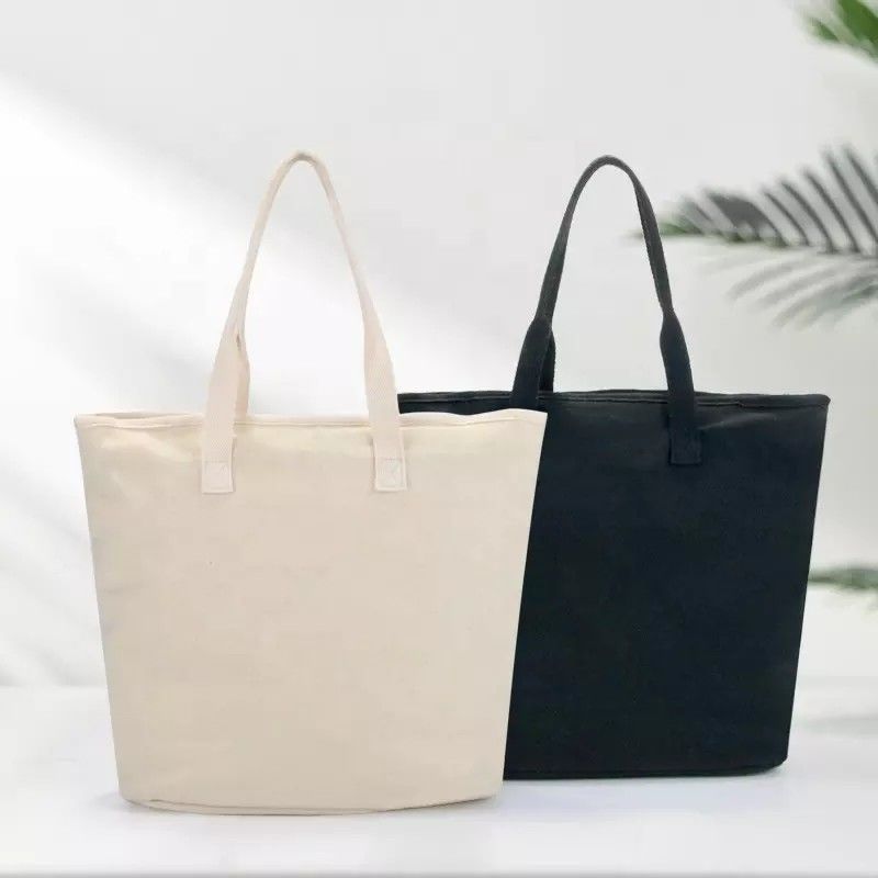 White Beach Shopping Tote Bags met katoenen webbing handvat en op maat gedrukt logo