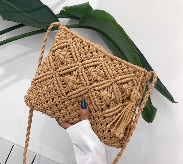 Andere patronen handgemaakte katoenen touw stro Vrouwen handtassen Vintage tassen Strandtassen