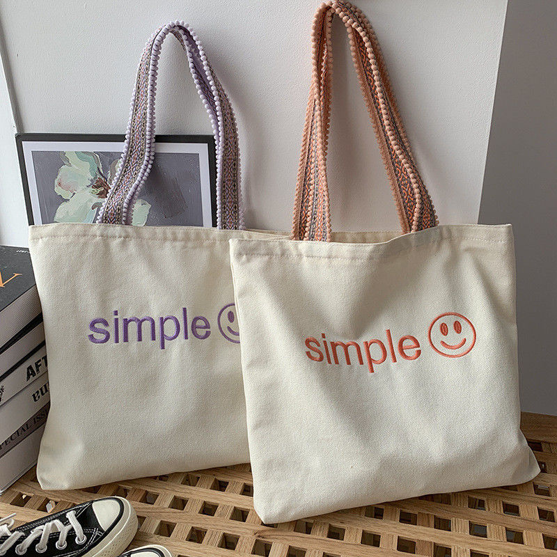 Custom Eco Totebag Printing herbruikbare katoenen doek winkeltas met letterpatroon
