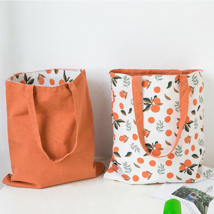 Custom Logo Middelgrote Opvouwbare Katoenen Canvas Tote Bag voor boodschappen